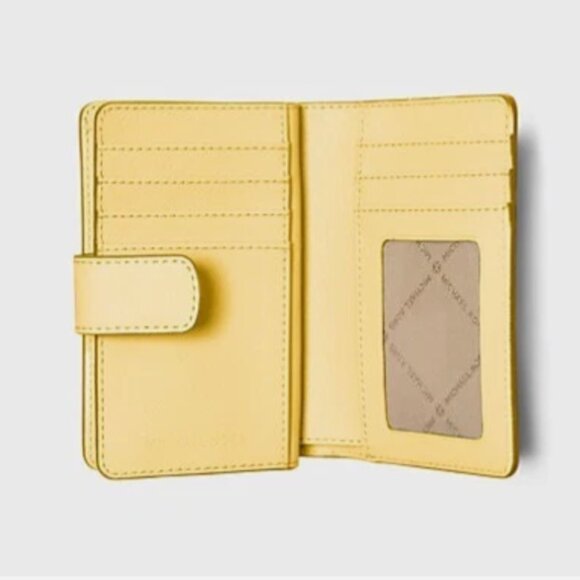 New Michael Kors Medium Crossgrain Leather Wallet Daisy Yellow with Gift Box - Picture 3 of 6